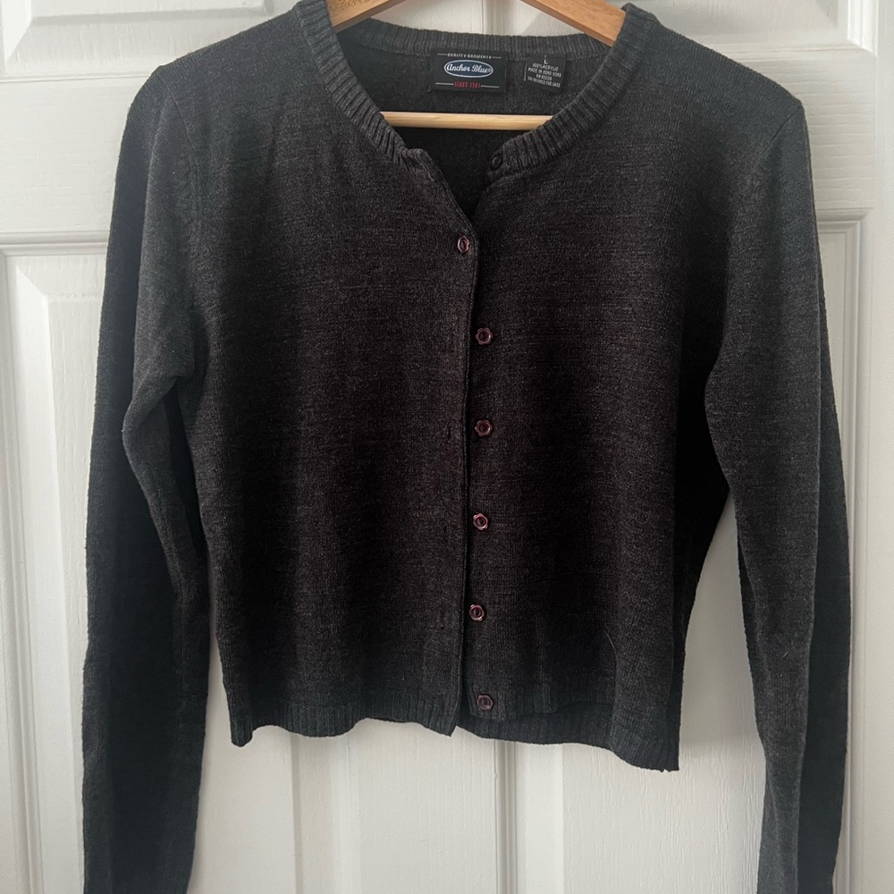 Vintage 90s Anchor Blue Charcoal Cardigan Sweater